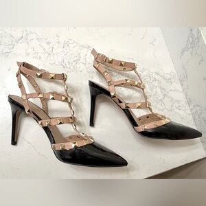 Mix No. 6 Black and Tan Studded Heels (size 7)